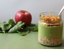 Rezept für Overnight oats Spinatquark mit Apfel